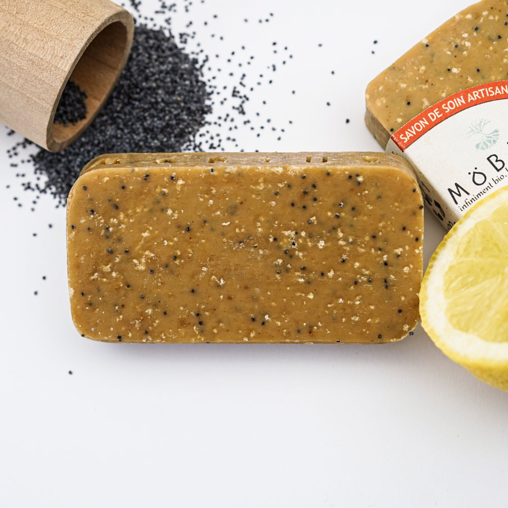 Savon <i>solide</i> exfoliant <span>Citron & Pavot</span> saponifié à froid